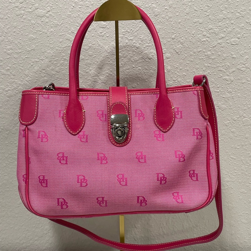 Dooney & Bourke Pink Satchel with signature DB monogram pattern vintage